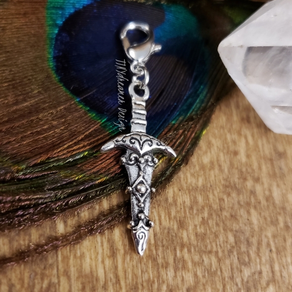 Silver Dagger Charm Knife Blade Sword Charm ~Nordic~Fantasy~Protection~Berserker - Picture 1 of 10
